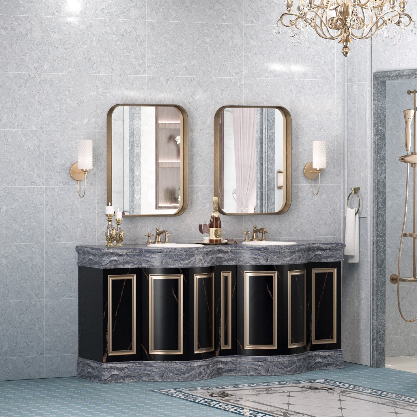 TETOTE Moderner Badezimmer-Kosmetikspiegel mit Metallrahmen zur Wandmontage