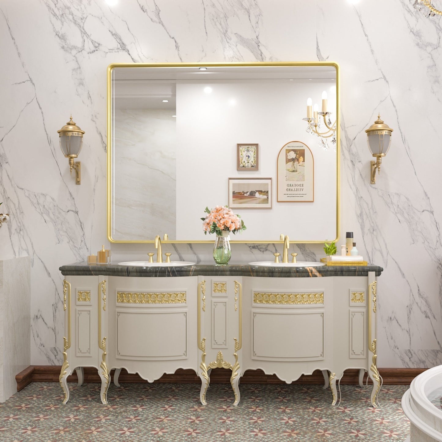 TETOTE Moderner Badezimmer-Kosmetikspiegel mit Metallrahmen zur Wandmontage