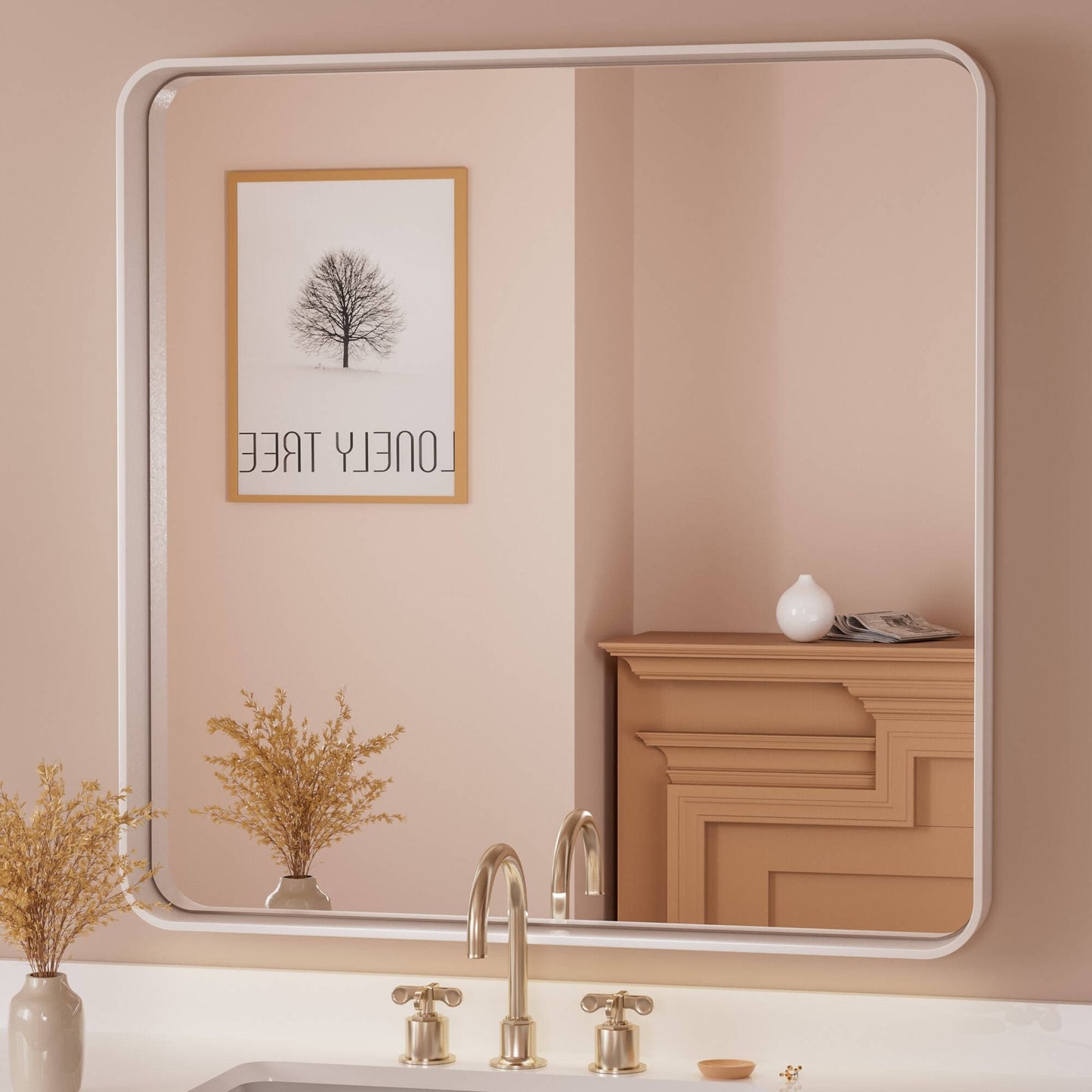 TETOTE Moderner Badezimmer-Kosmetikspiegel mit Metallrahmen zur Wandmontage