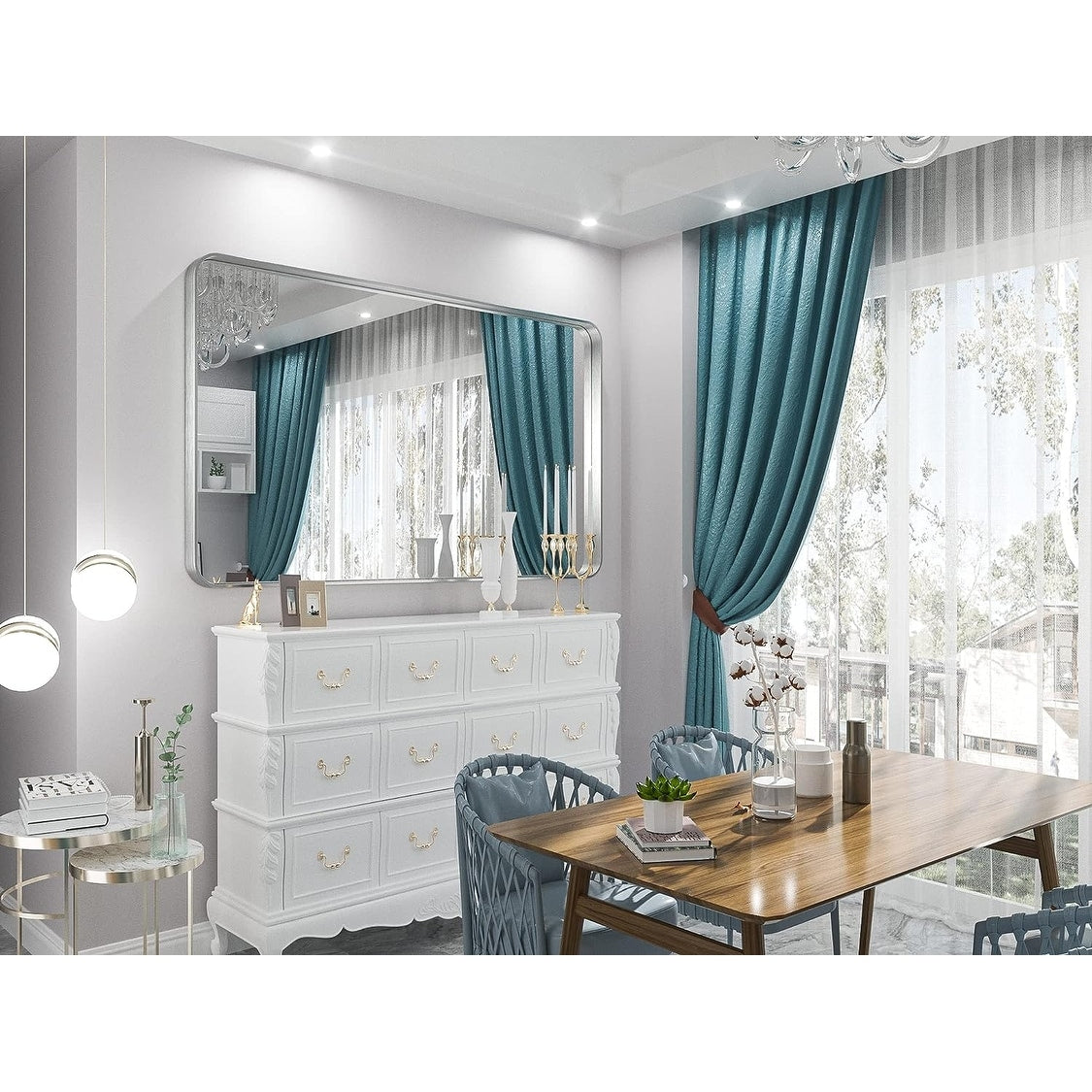 TETOTE Moderner Badezimmer-Kosmetikspiegel mit Metallrahmen zur Wandmontage