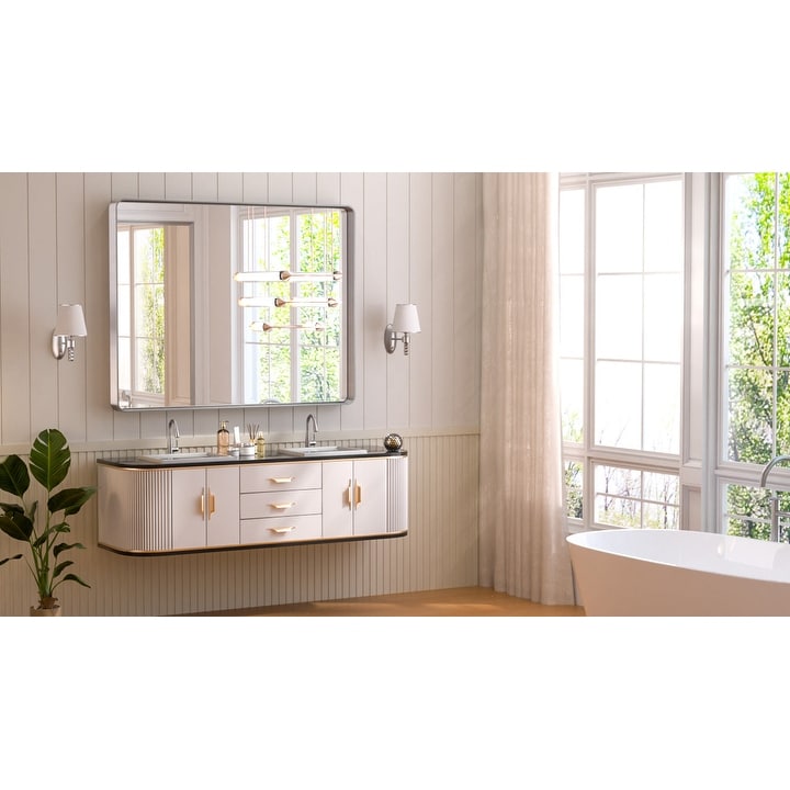 TETOTE Moderner Badezimmer-Kosmetikspiegel mit Metallrahmen zur Wandmontage