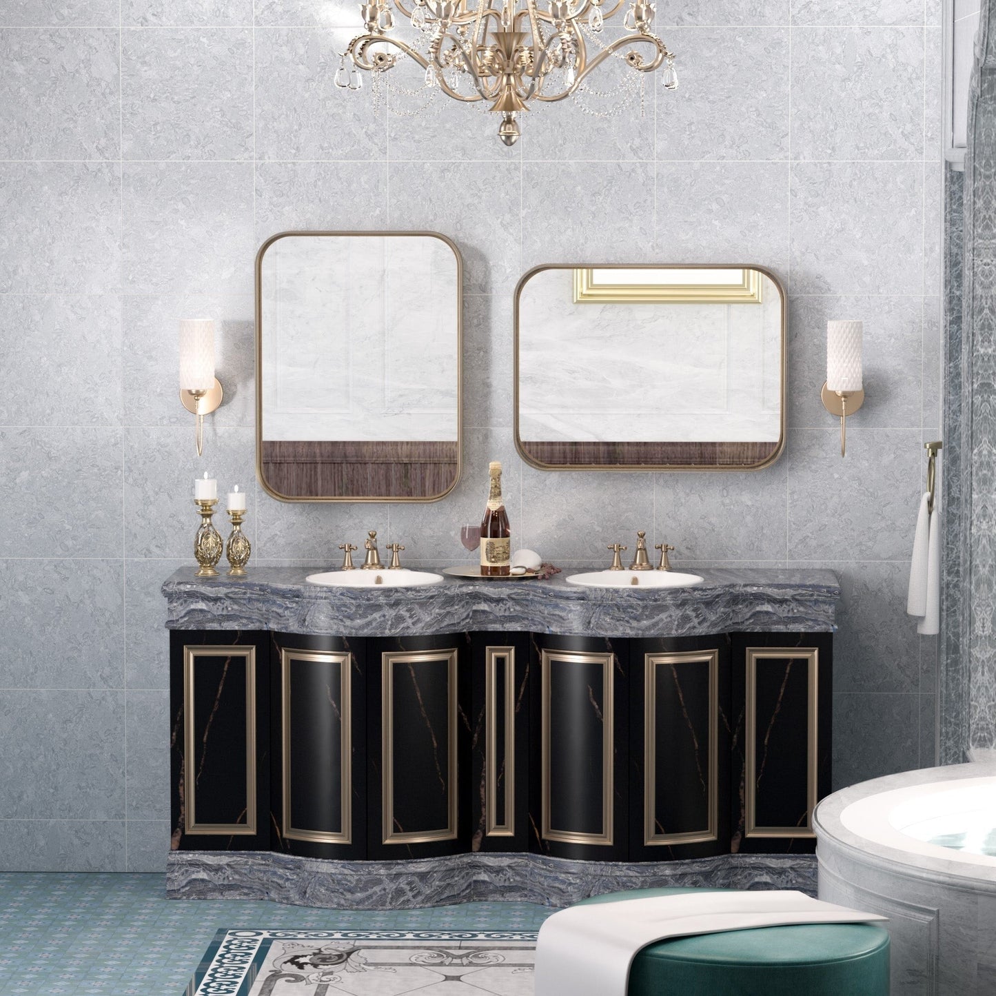TETOTE Moderner Badezimmer-Kosmetikspiegel mit Metallrahmen zur Wandmontage