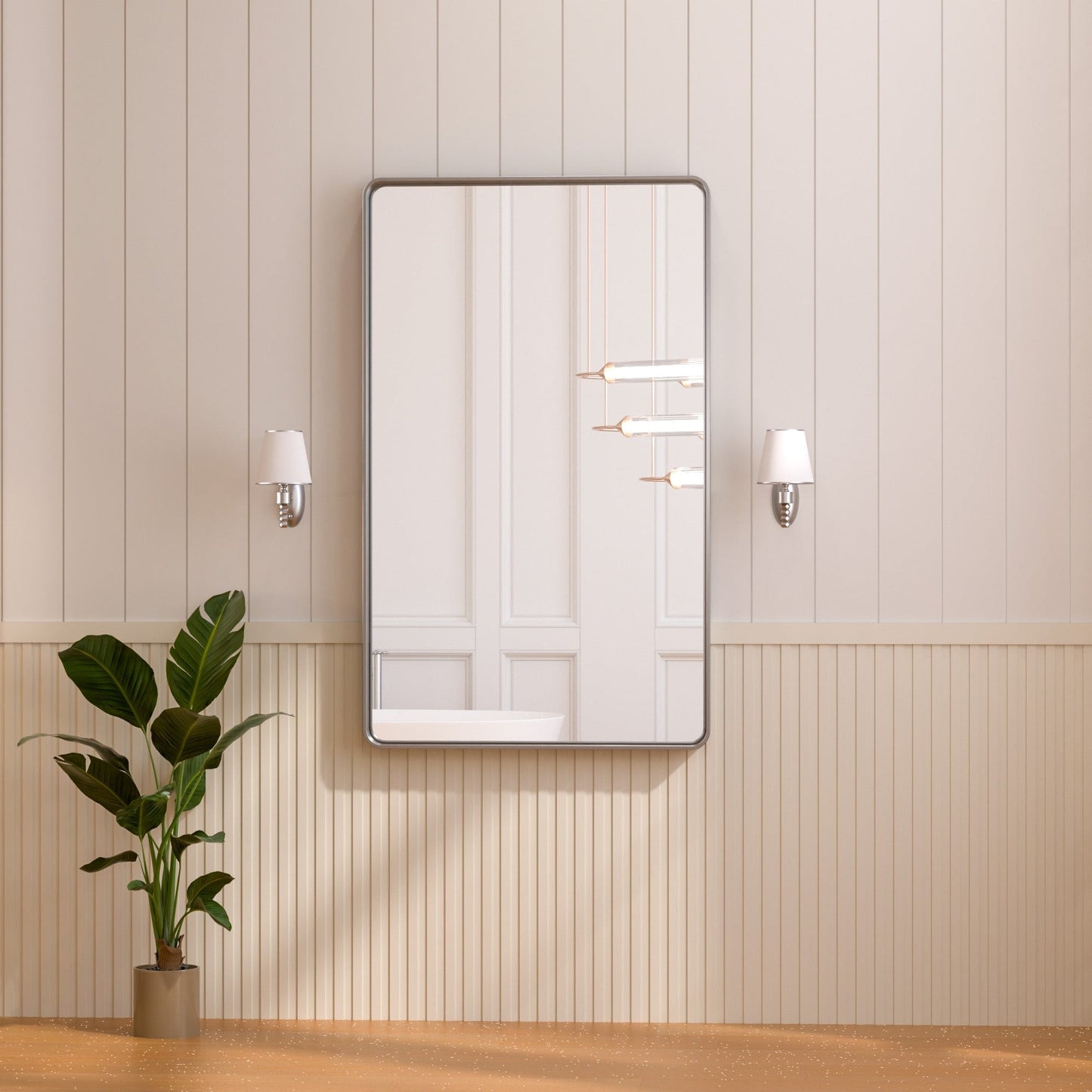 TETOTE Moderner Badezimmer-Kosmetikspiegel mit Metallrahmen zur Wandmontage