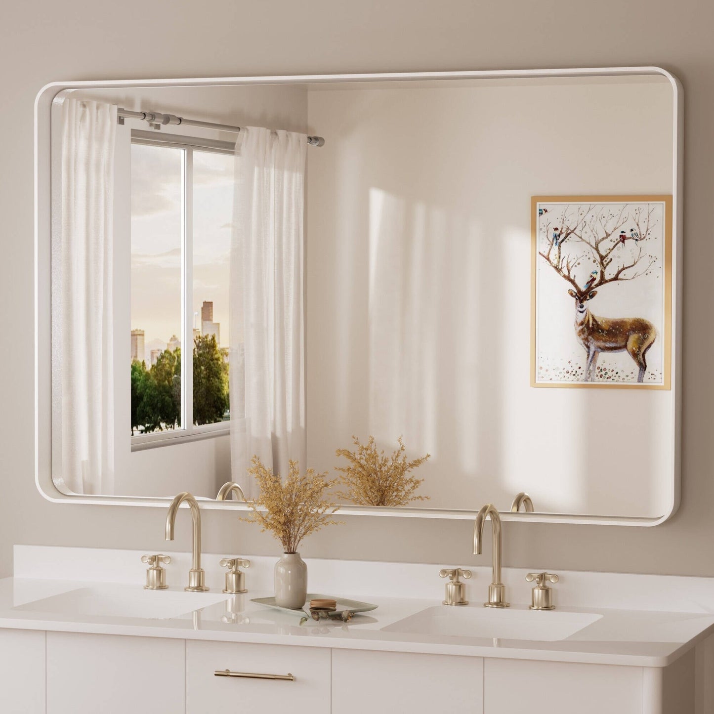 TETOTE Moderner Badezimmer-Kosmetikspiegel mit Metallrahmen zur Wandmontage