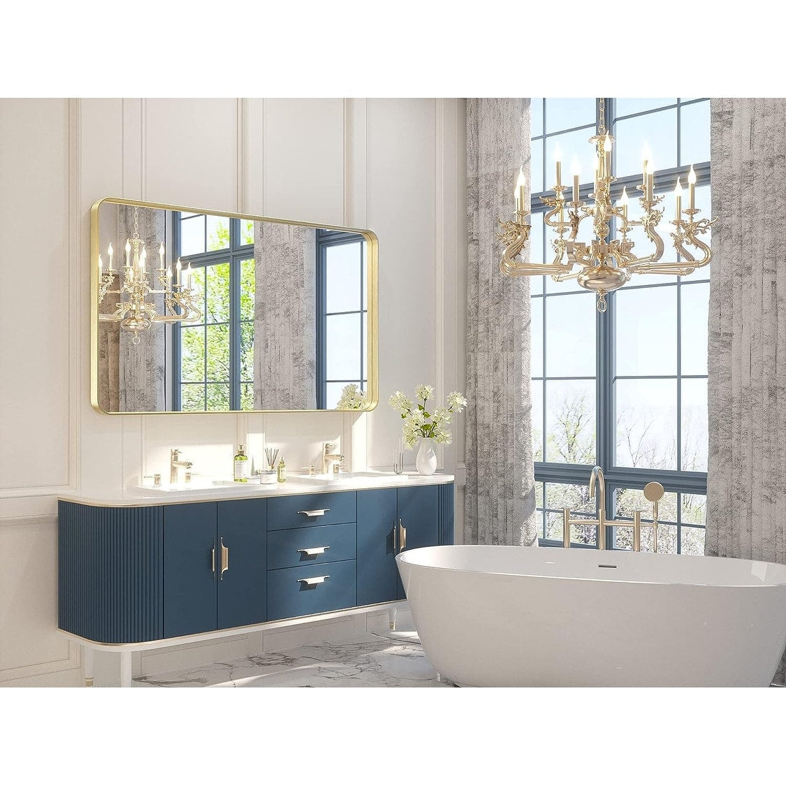 TETOTE Moderner Badezimmer-Kosmetikspiegel mit Metallrahmen zur Wandmontage