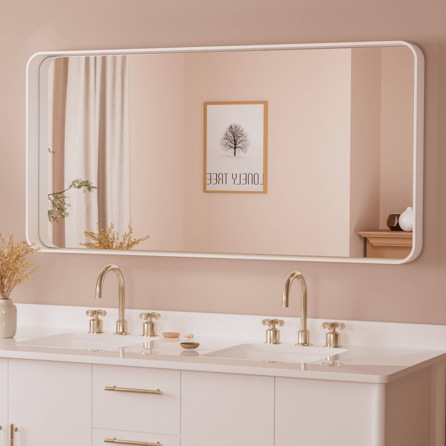 TETOTE Moderner Badezimmer-Kosmetikspiegel mit Metallrahmen zur Wandmontage