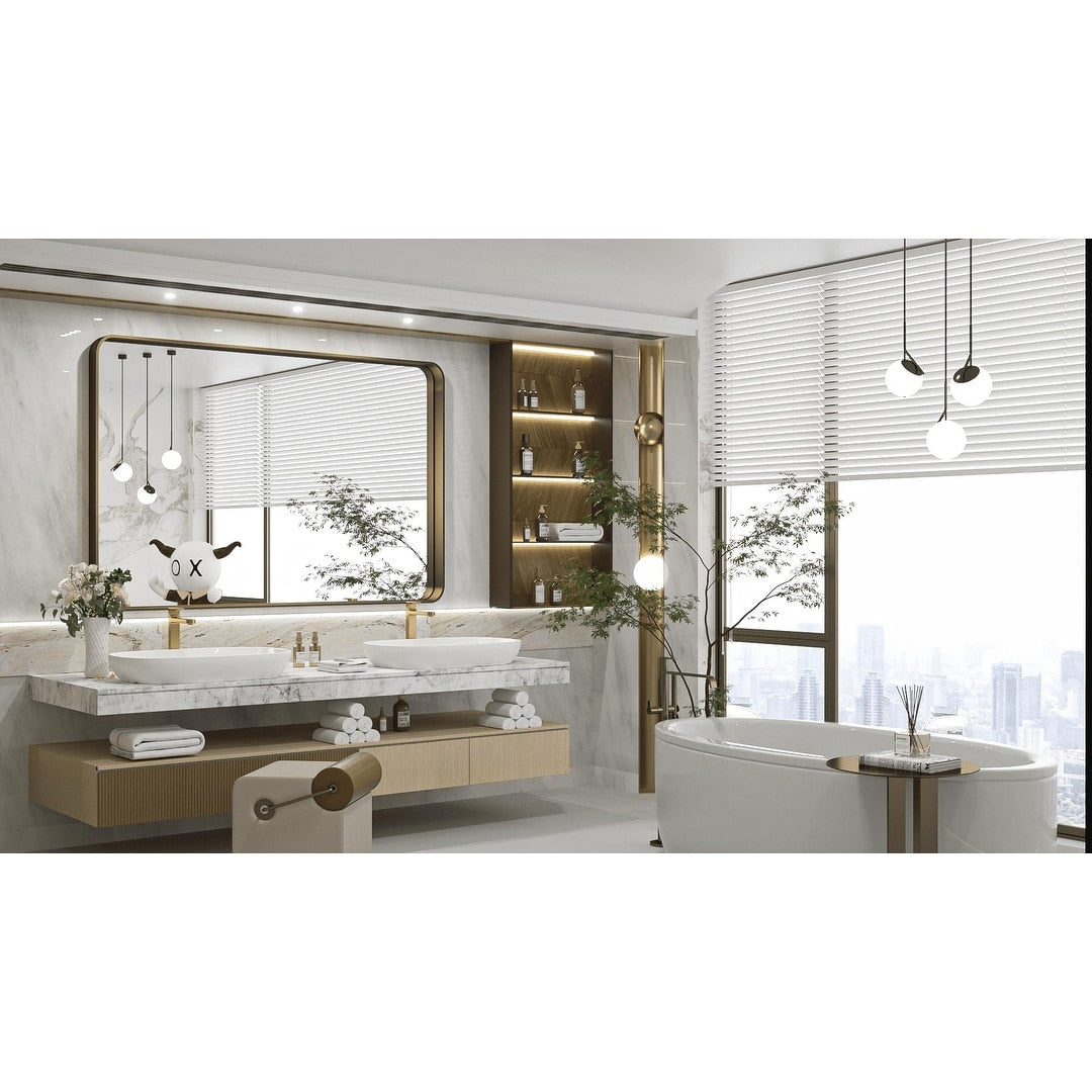 TETOTE Moderner Badezimmer-Kosmetikspiegel mit Metallrahmen zur Wandmontage