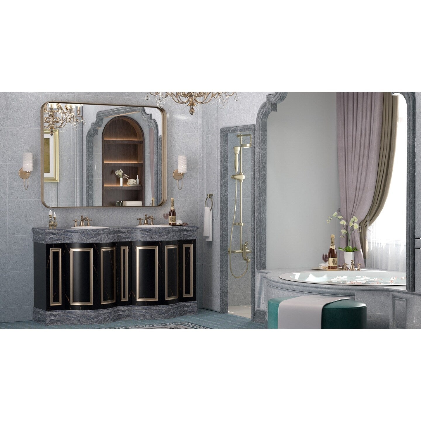 TETOTE Moderner Badezimmer-Kosmetikspiegel mit Metallrahmen zur Wandmontage