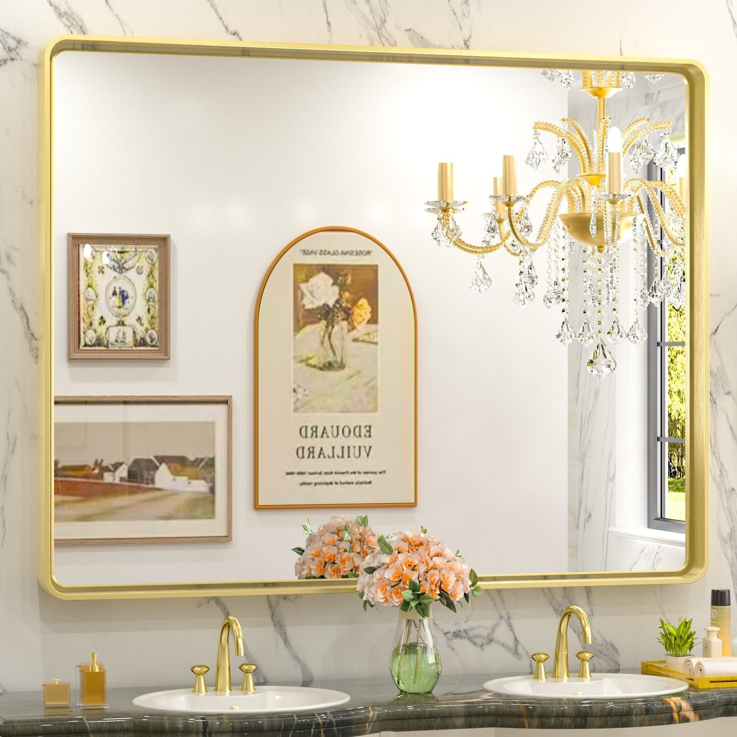 TETOTE Moderner Badezimmer-Kosmetikspiegel mit Metallrahmen zur Wandmontage