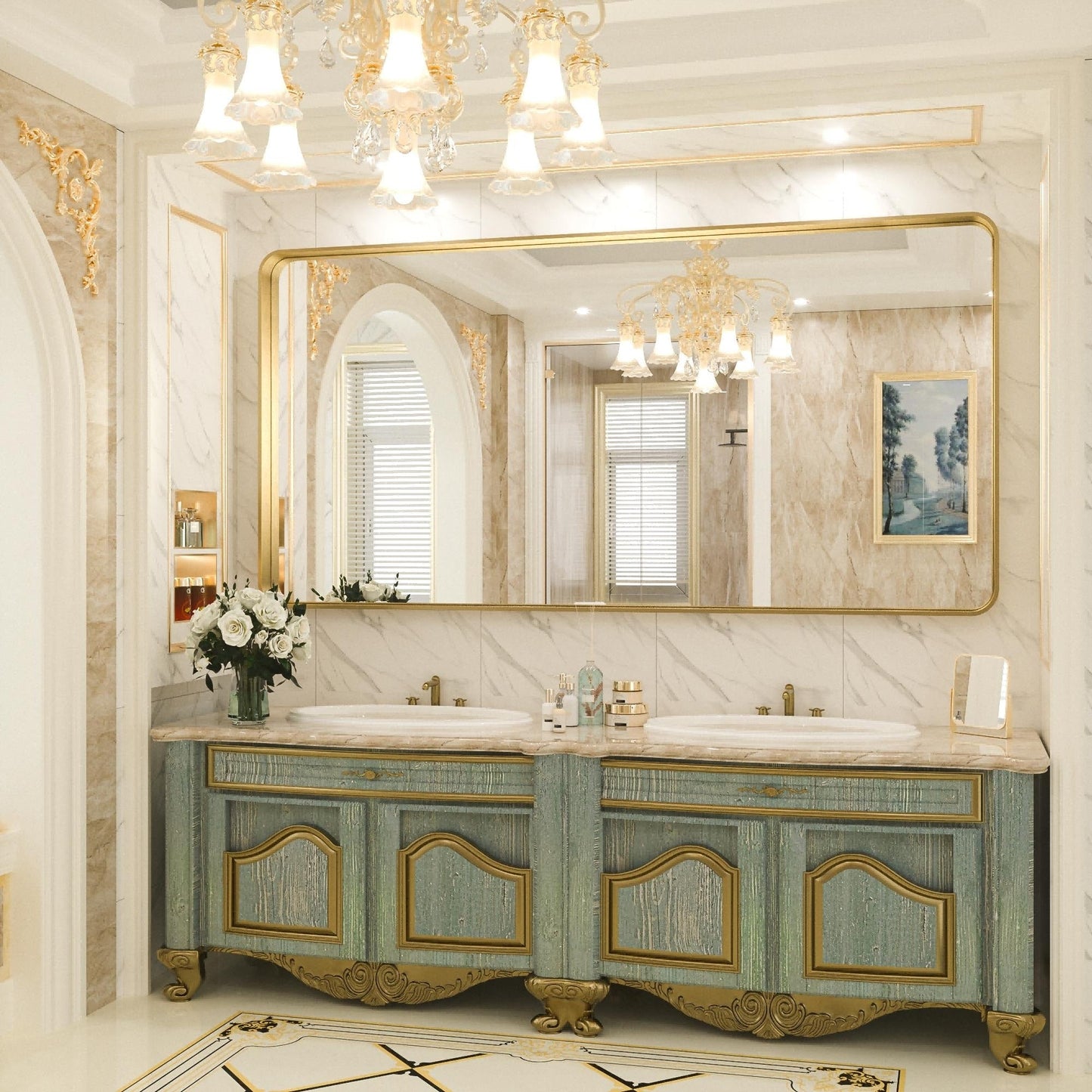 TETOTE Moderner Badezimmer-Kosmetikspiegel mit Metallrahmen zur Wandmontage