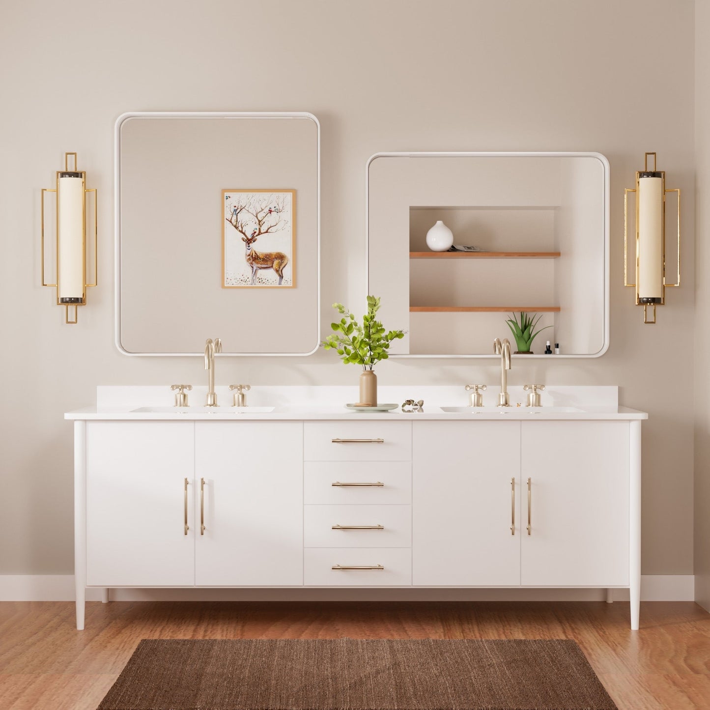 TETOTE Moderner Badezimmer-Kosmetikspiegel mit Metallrahmen zur Wandmontage