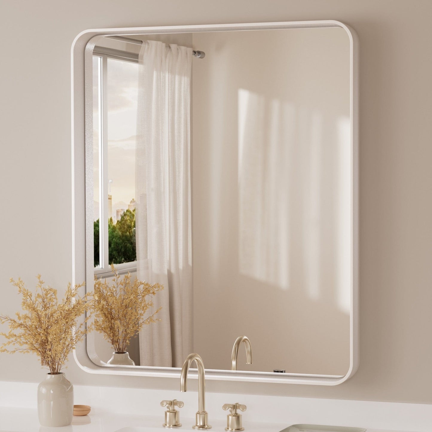 TETOTE Moderner Badezimmer-Kosmetikspiegel mit Metallrahmen zur Wandmontage
