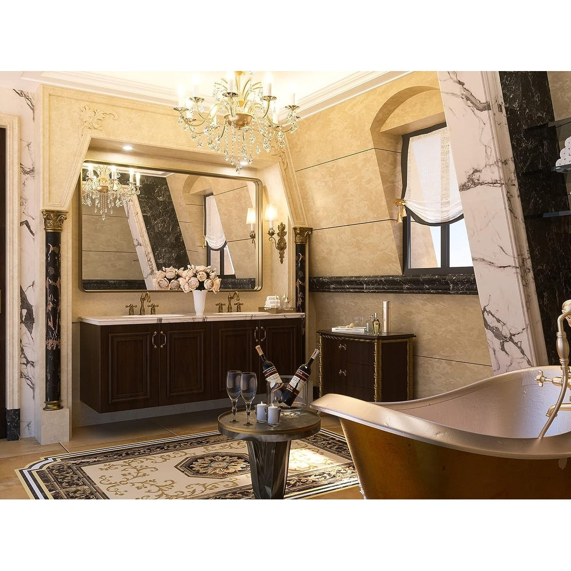TETOTE Moderner Badezimmer-Kosmetikspiegel mit Metallrahmen zur Wandmontage