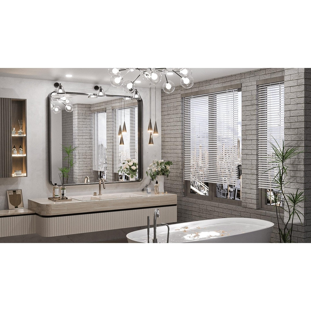 TETOTE Moderner Badezimmer-Kosmetikspiegel mit Metallrahmen zur Wandmontage