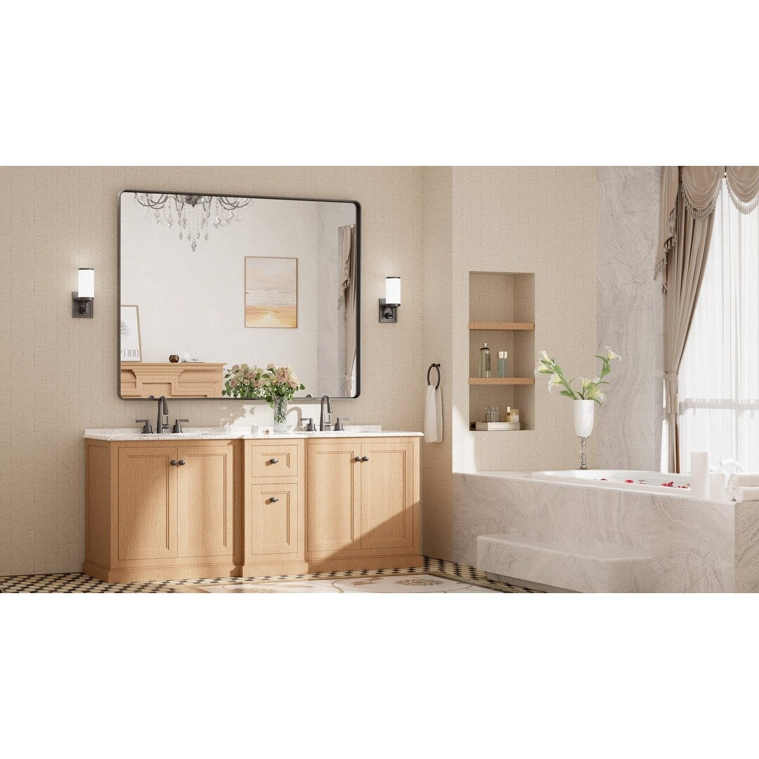 TETOTE Moderner Badezimmer-Kosmetikspiegel mit Metallrahmen zur Wandmontage