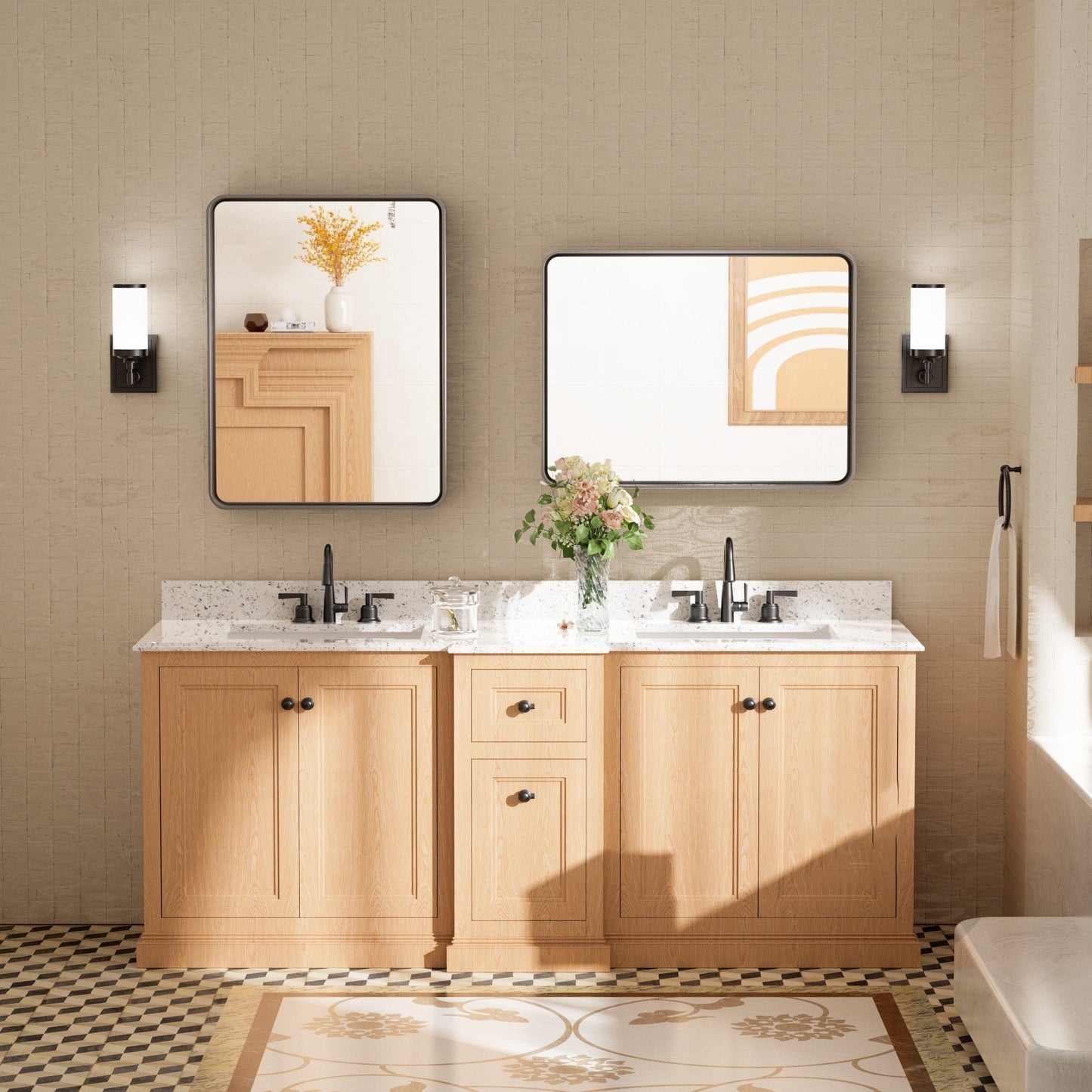 TETOTE Moderner Badezimmer-Kosmetikspiegel mit Metallrahmen zur Wandmontage