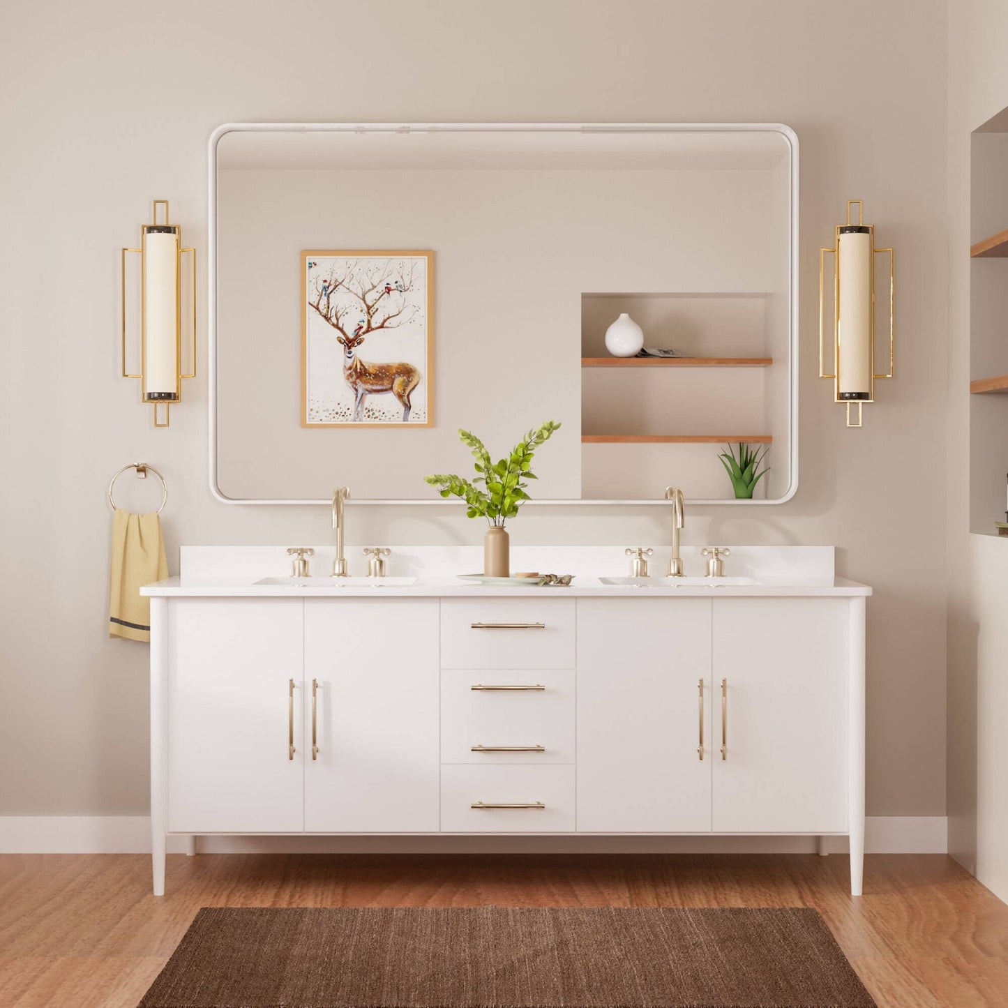 TETOTE Moderner Badezimmer-Kosmetikspiegel mit Metallrahmen zur Wandmontage