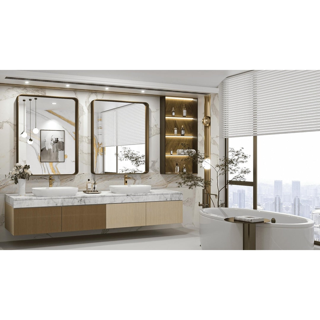 TETOTE Moderner Badezimmer-Kosmetikspiegel mit Metallrahmen zur Wandmontage