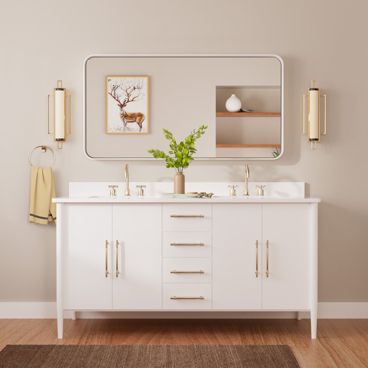 TETOTE Moderner Badezimmer-Kosmetikspiegel mit Metallrahmen zur Wandmontage