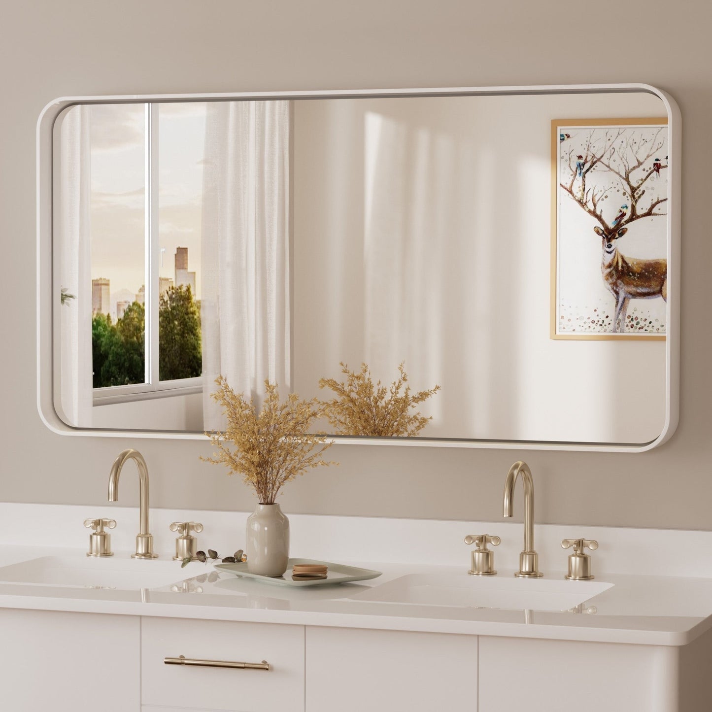 TETOTE Moderner Badezimmer-Kosmetikspiegel mit Metallrahmen zur Wandmontage