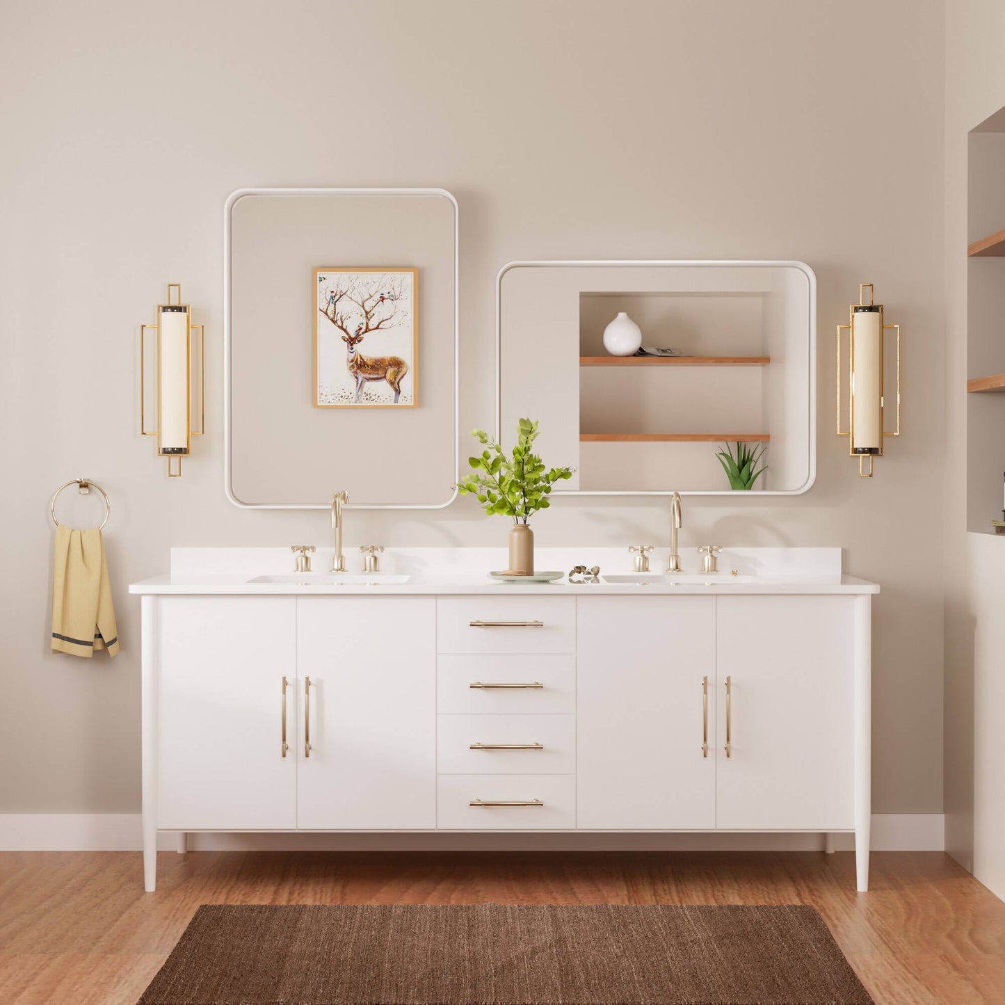 TETOTE Moderner Badezimmer-Kosmetikspiegel mit Metallrahmen zur Wandmontage