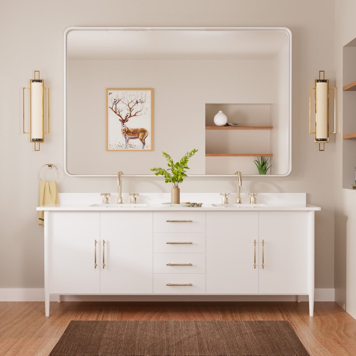 TETOTE Moderner Badezimmer-Kosmetikspiegel mit Metallrahmen zur Wandmontage