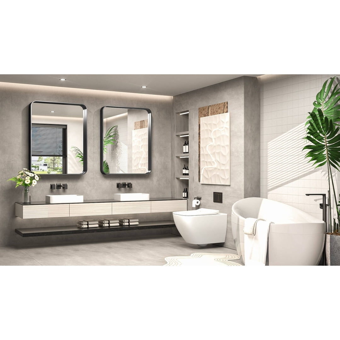 TETOTE Moderner Badezimmer-Kosmetikspiegel mit Metallrahmen zur Wandmontage
