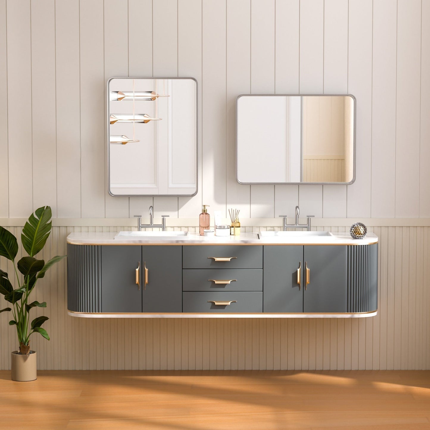 TETOTE Moderner Badezimmer-Kosmetikspiegel mit Metallrahmen zur Wandmontage