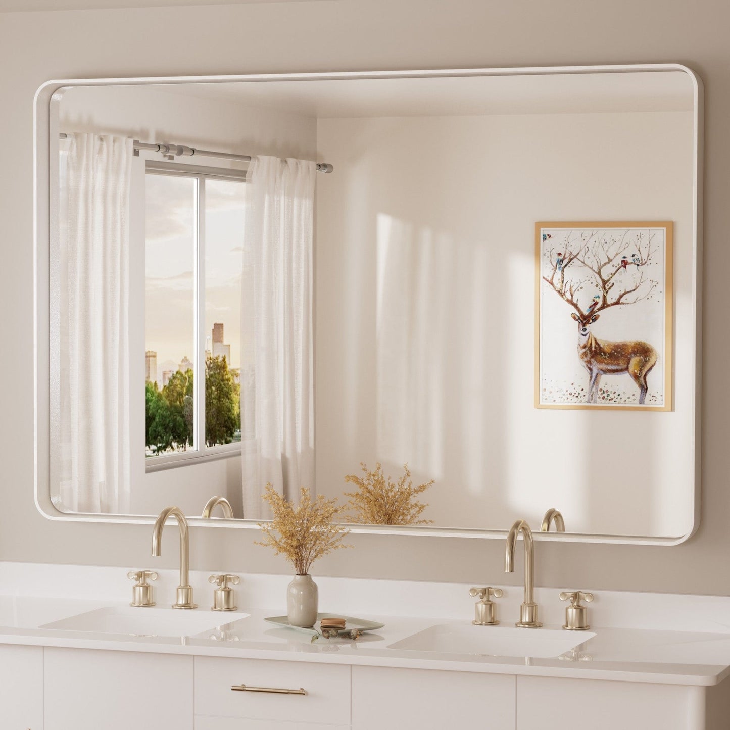 TETOTE Moderner Badezimmer-Kosmetikspiegel mit Metallrahmen zur Wandmontage