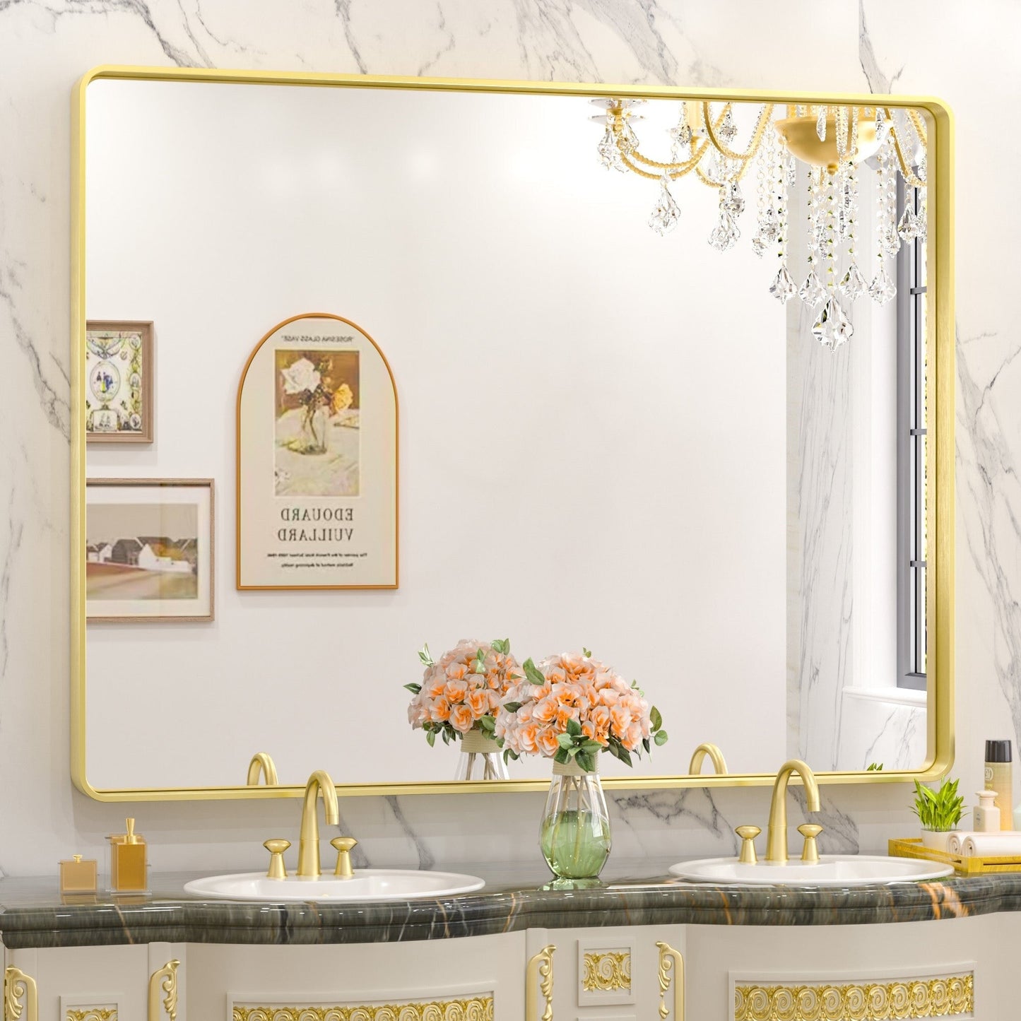 TETOTE Moderner Badezimmer-Kosmetikspiegel mit Metallrahmen zur Wandmontage