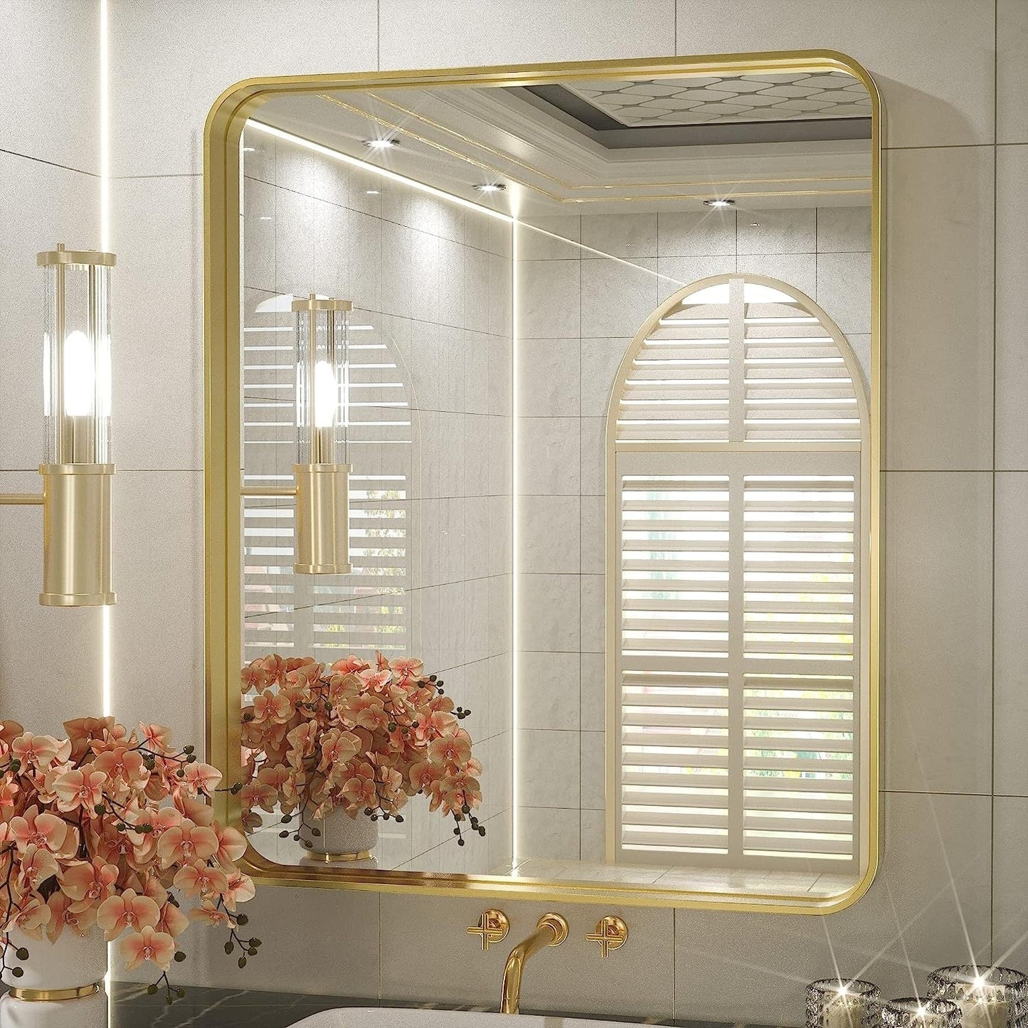 TETOTE Moderner Badezimmer-Kosmetikspiegel mit Metallrahmen zur Wandmontage