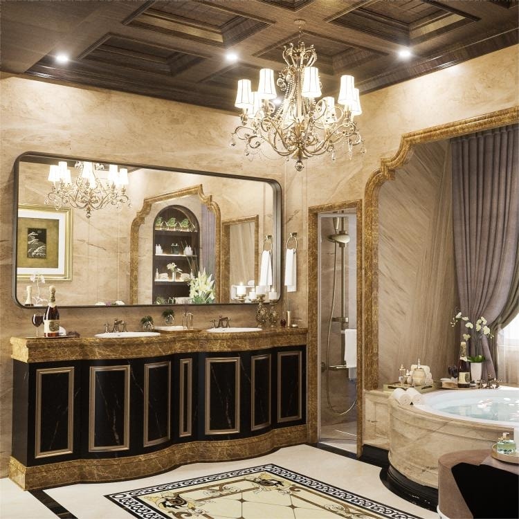 TETOTE Moderner Badezimmer-Kosmetikspiegel mit Metallrahmen zur Wandmontage