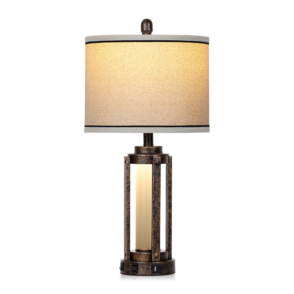 Tischlampen Metall Schwarz Gold Matt Glas Römisches Zylinder Nachtlicht 2in1 (2er Set) - 12'' x 12'' x 25'' (L x B x H)