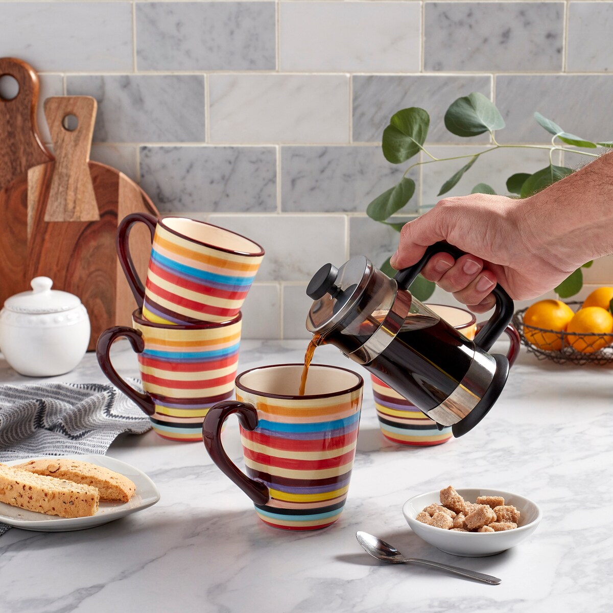 Tabletops Gallery Sedona Stripe V-förmiger Becher, 473 ml, 4er-Set
