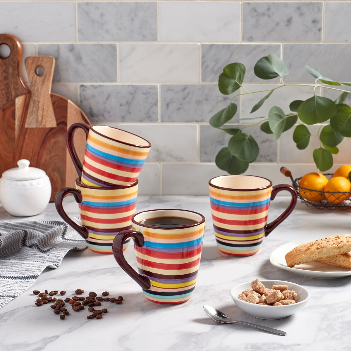 Tabletops Gallery Sedona Stripe V-förmiger Becher, 473 ml, 4er-Set