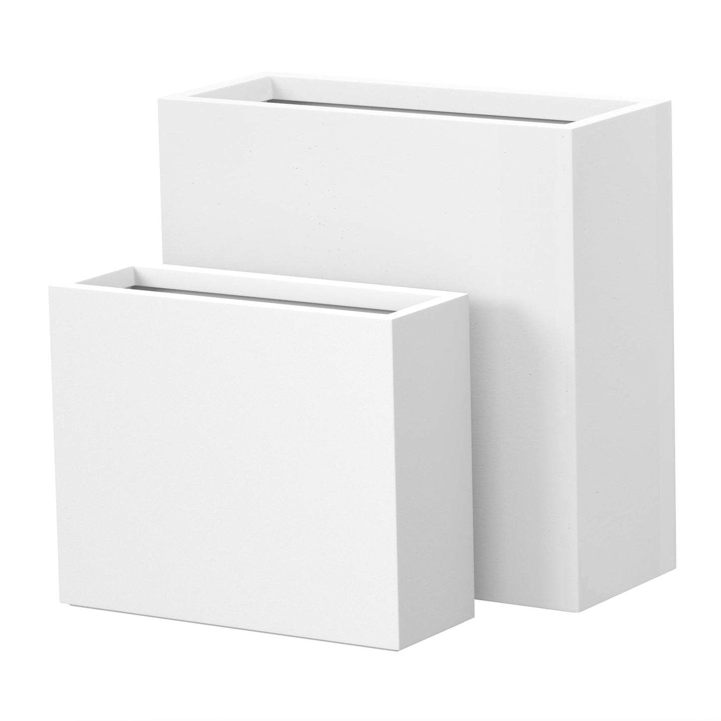 Hohe rechteckige Pflanzkästen aus Beton / Große Blumenkübel für drinnen und draußen