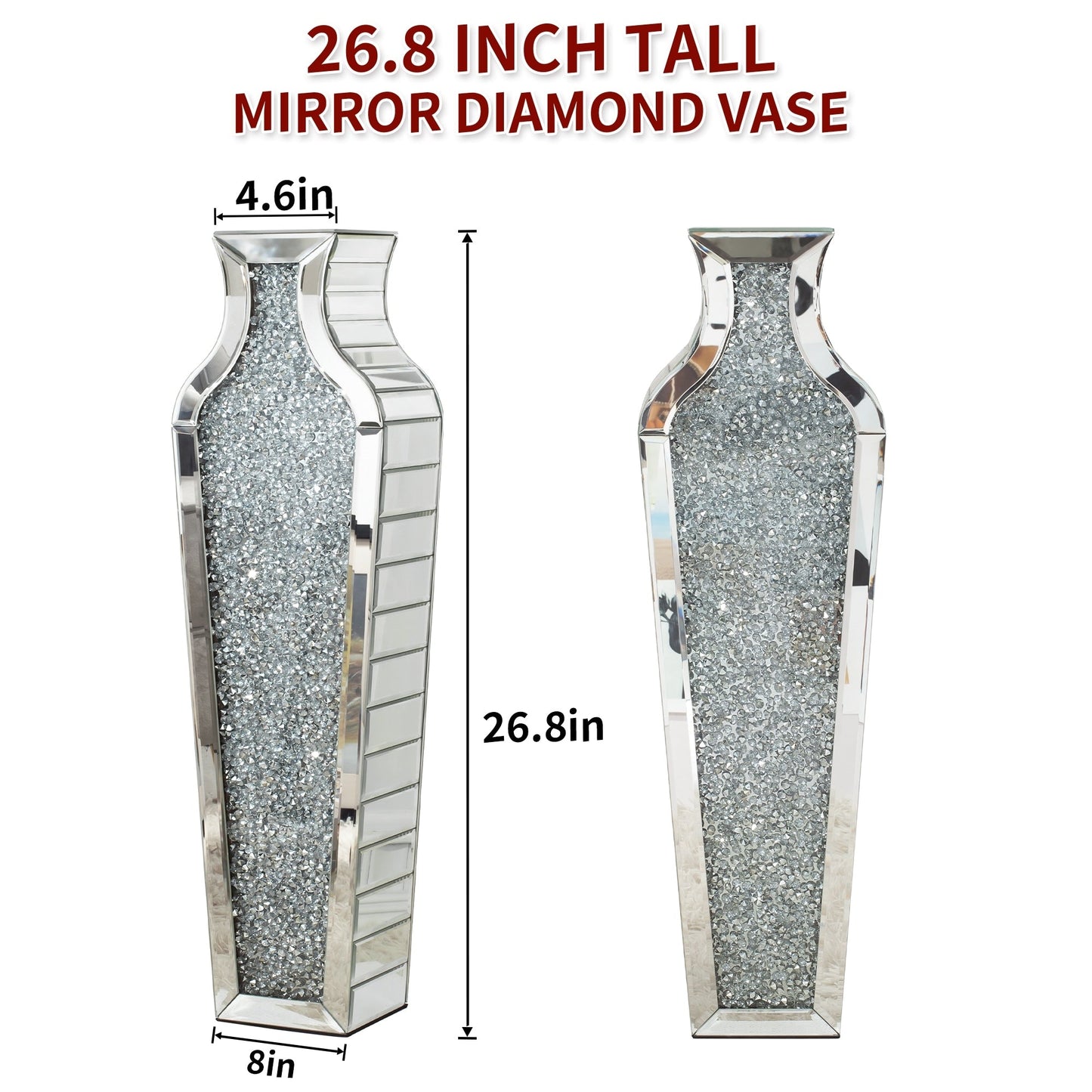 Hohe Bodenvase aus zerkleinerten Diamanten