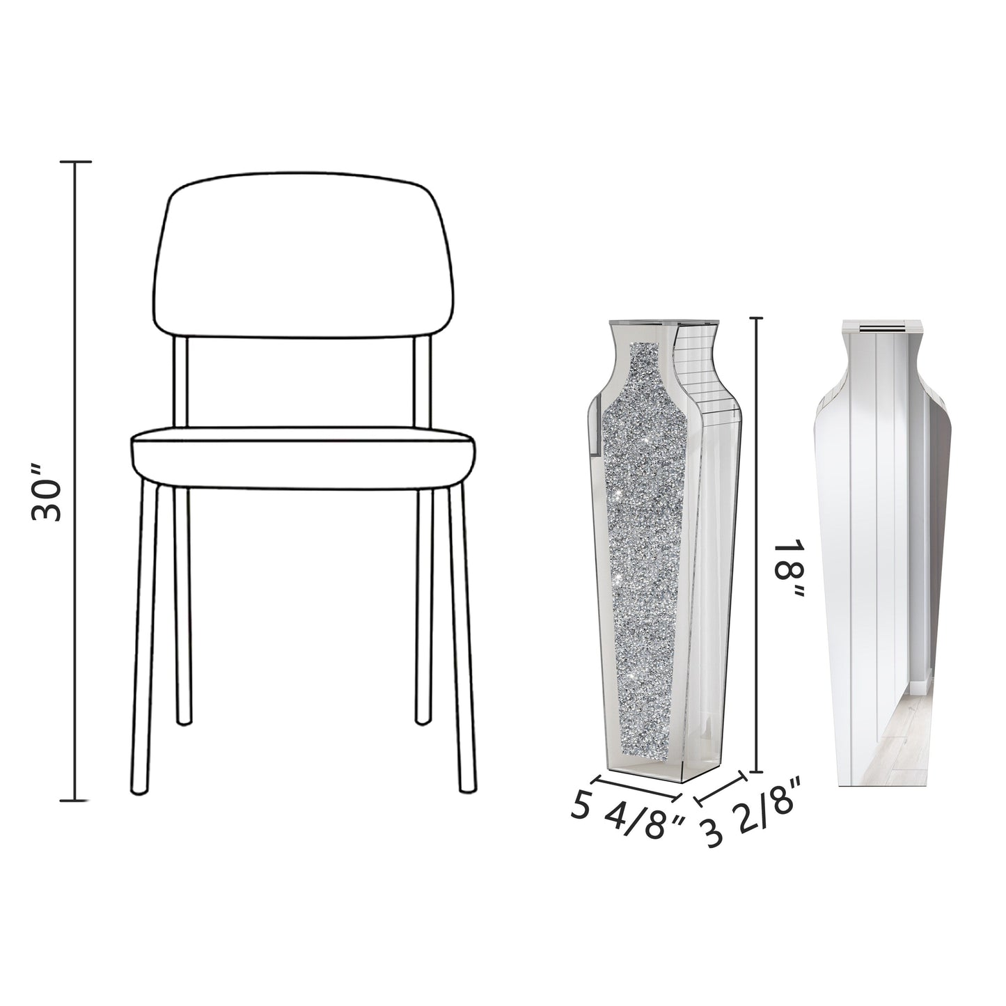 Hohe Bodenvase aus zerkleinerten Diamanten