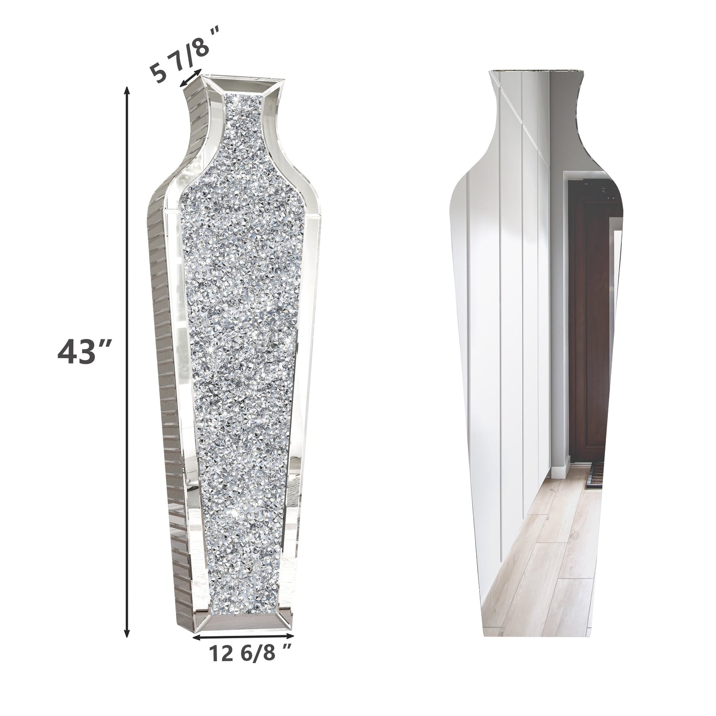 Hohe Bodenvase aus zerkleinerten Diamanten