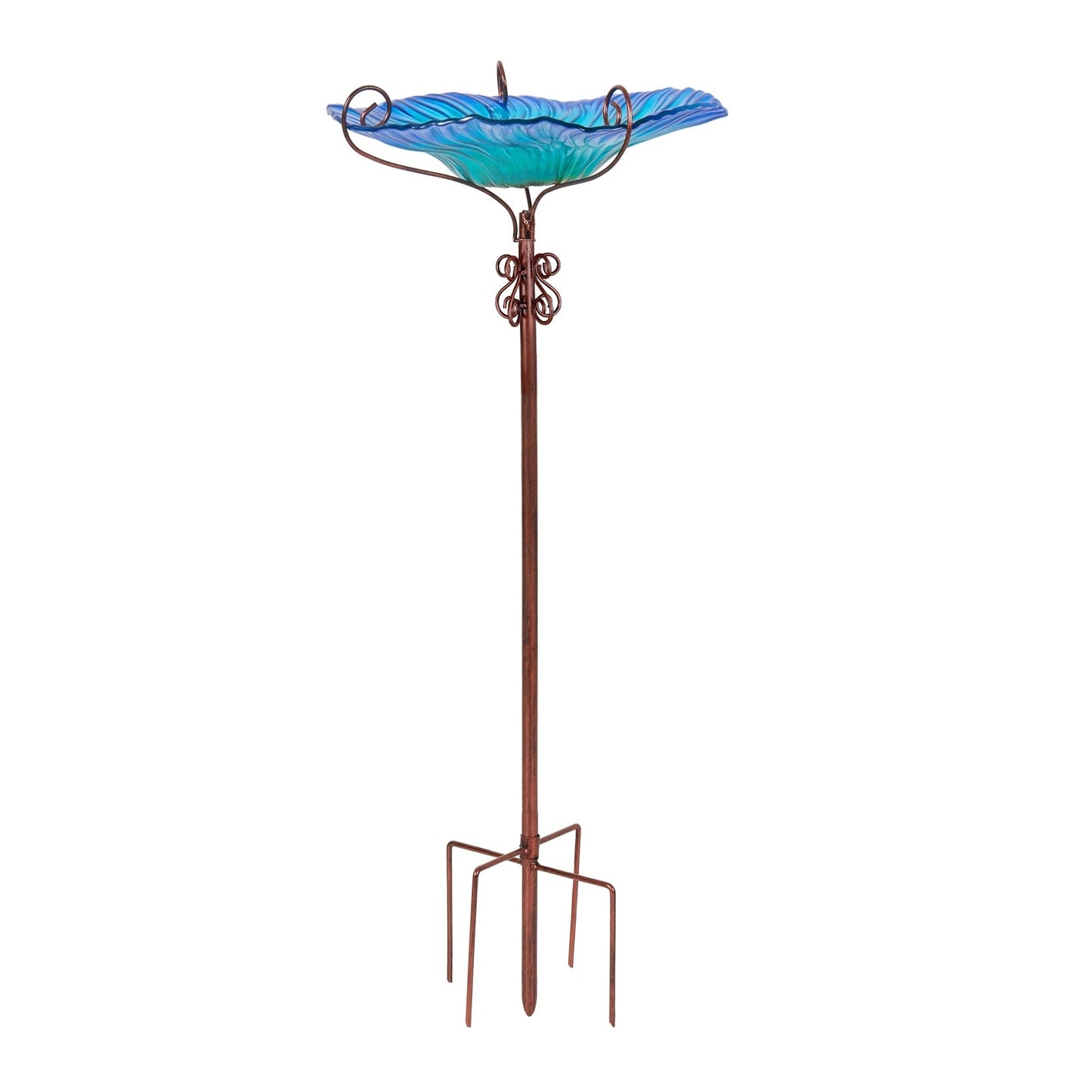 Hohes Vogelbad aus Glas, Vogelfutterspender mit Metallpfahl, für Garten, Hof, Außenbereich