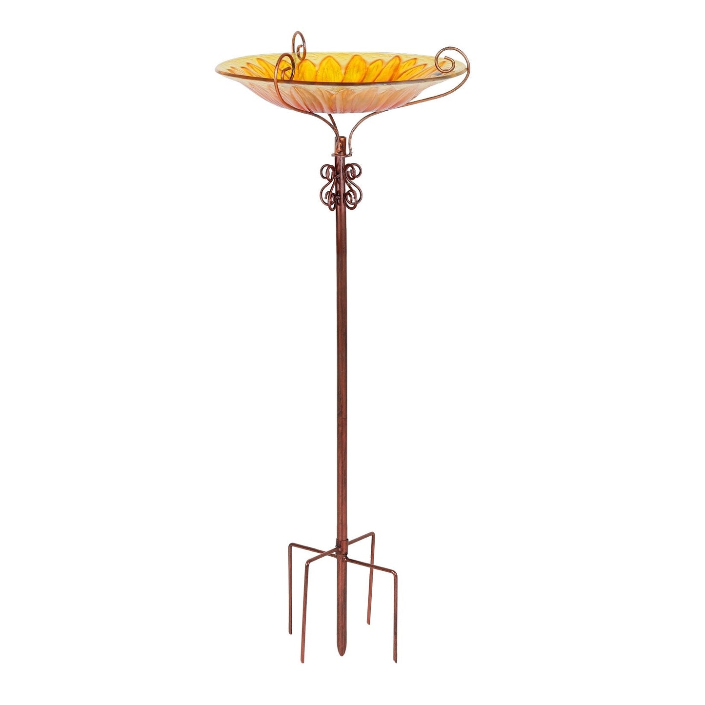 Hohes Vogelbad aus Glas, Vogelfutterspender mit Metallpfahl, für Garten, Hof, Außenbereich
