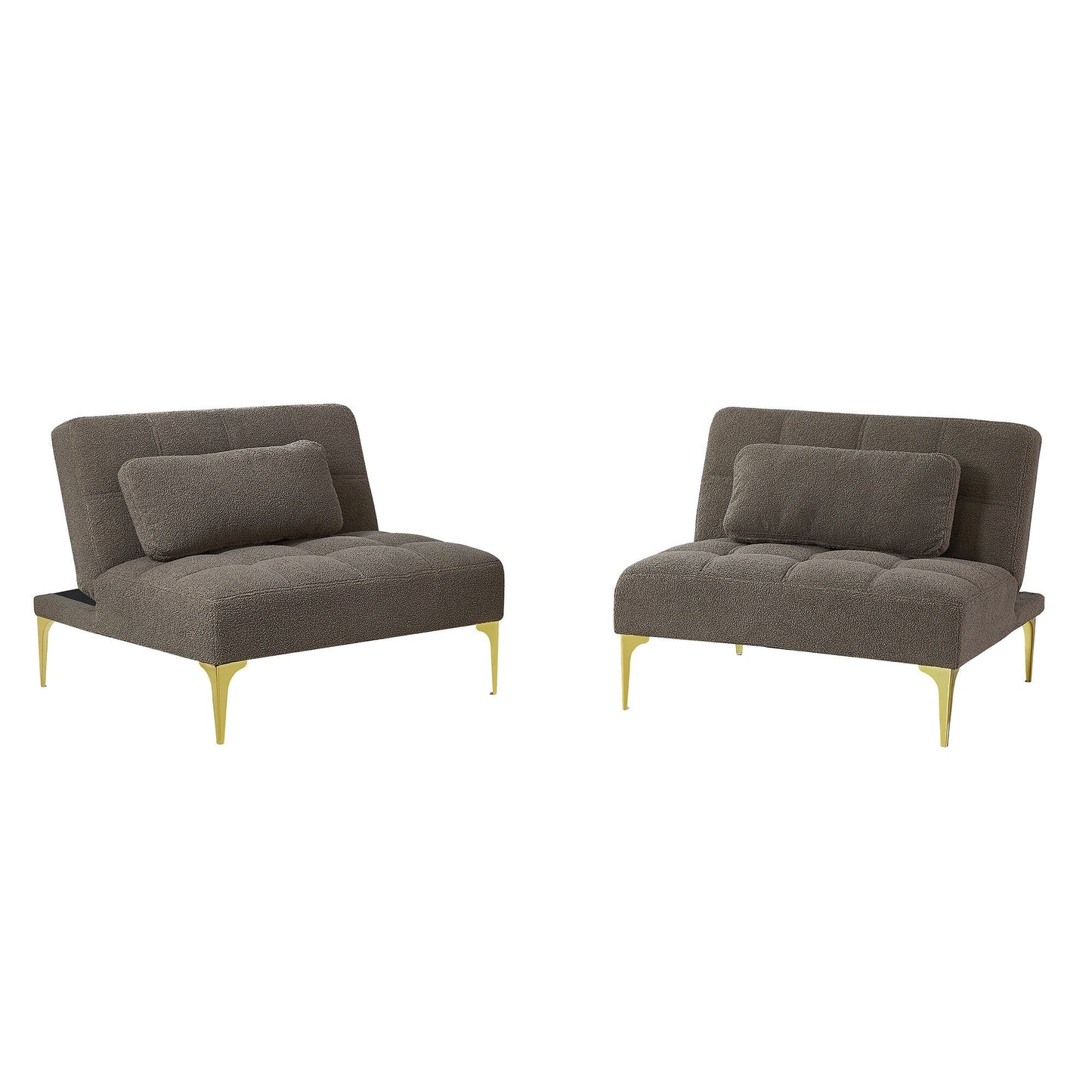 Taupe Chenille Loveseat Modular Sofa Bed with Wood Frame