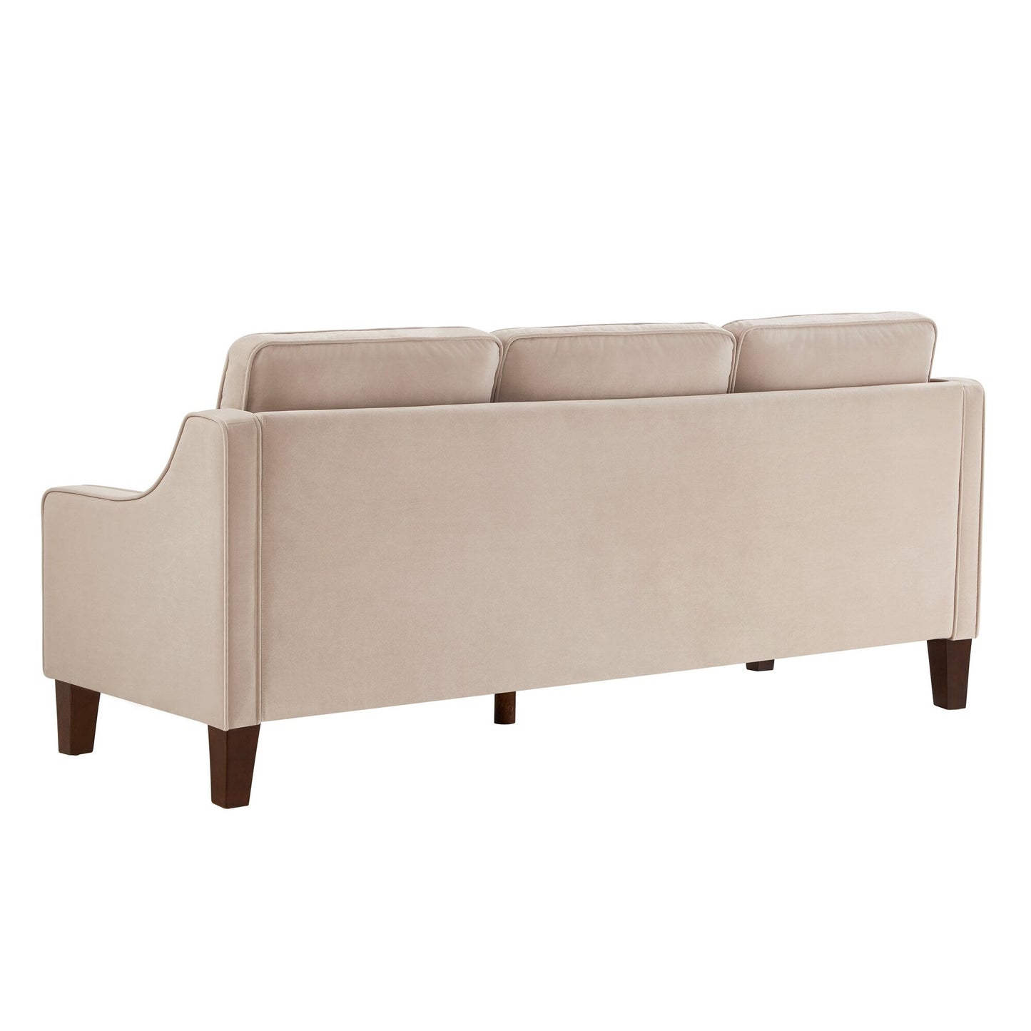 Taupe Modern 74 Velvet 3-seater Upholstered Sofa with Scooped Armrest and Removable Cushions for Living Room
