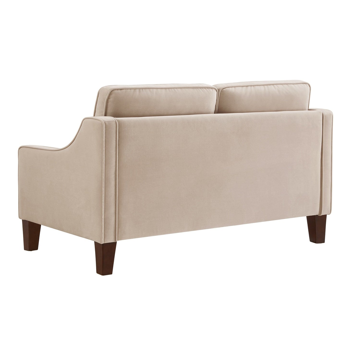 Modernes 74-Sofa mit Samtbezug in Taupe mit gewölbter Armlehne und abnehmbaren Kissen für das Wohnzimmer