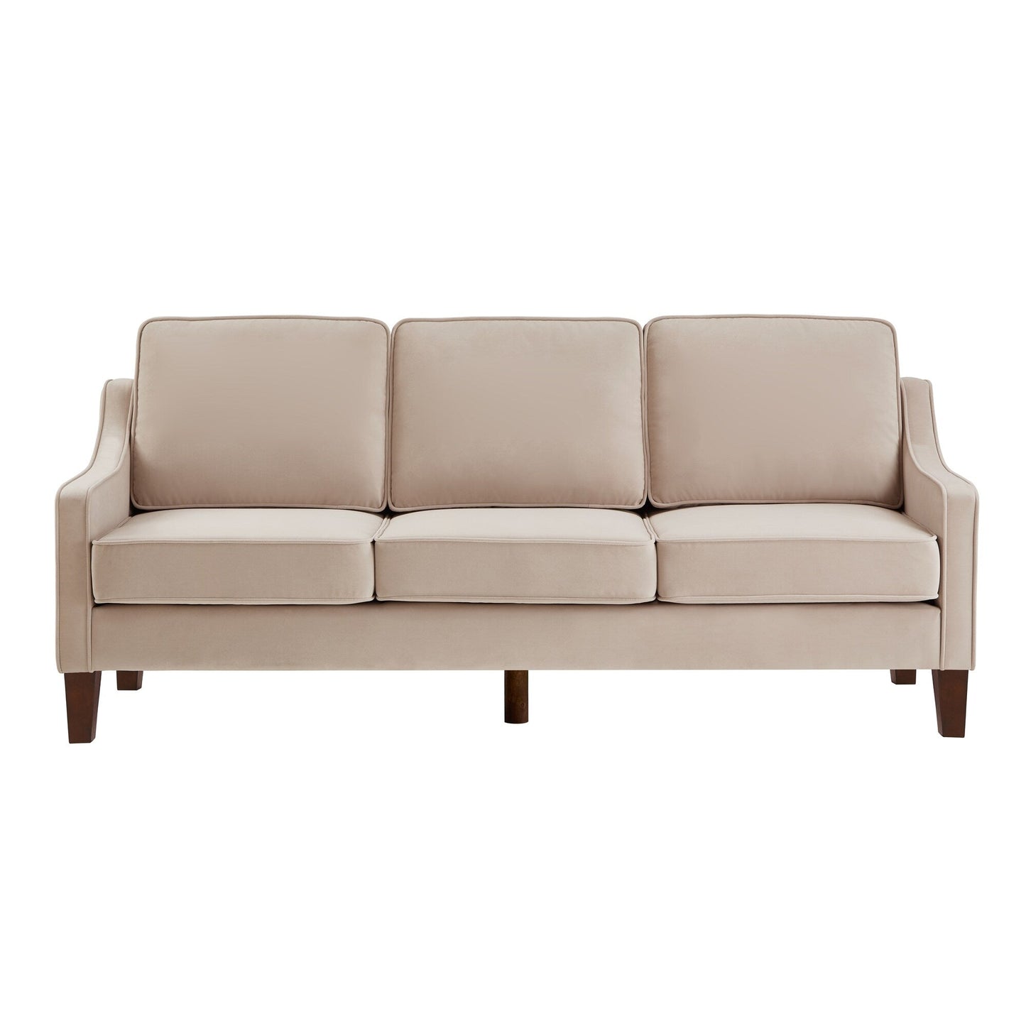 Taupe Velvet 3-seater Sofa with Scooped Armrest
