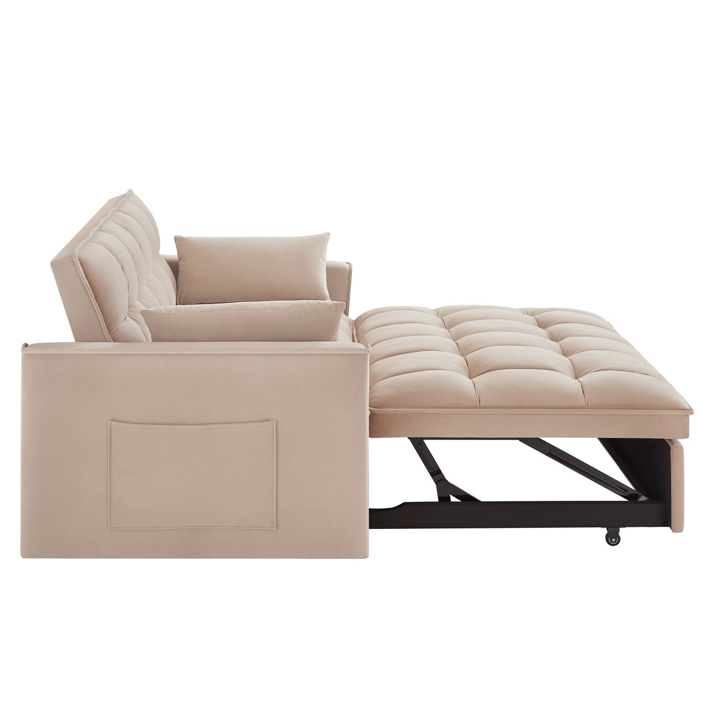 Taupe Velvet 4-in-1 Pull-Out Loveseat Sofa Bed