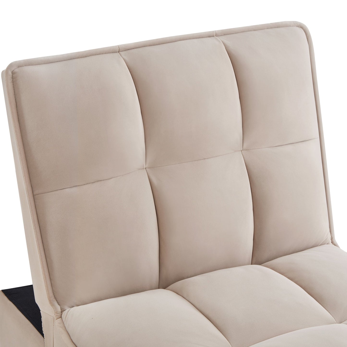 Taupe Velvet Folding Sofa Bed with Adjustable Backrest