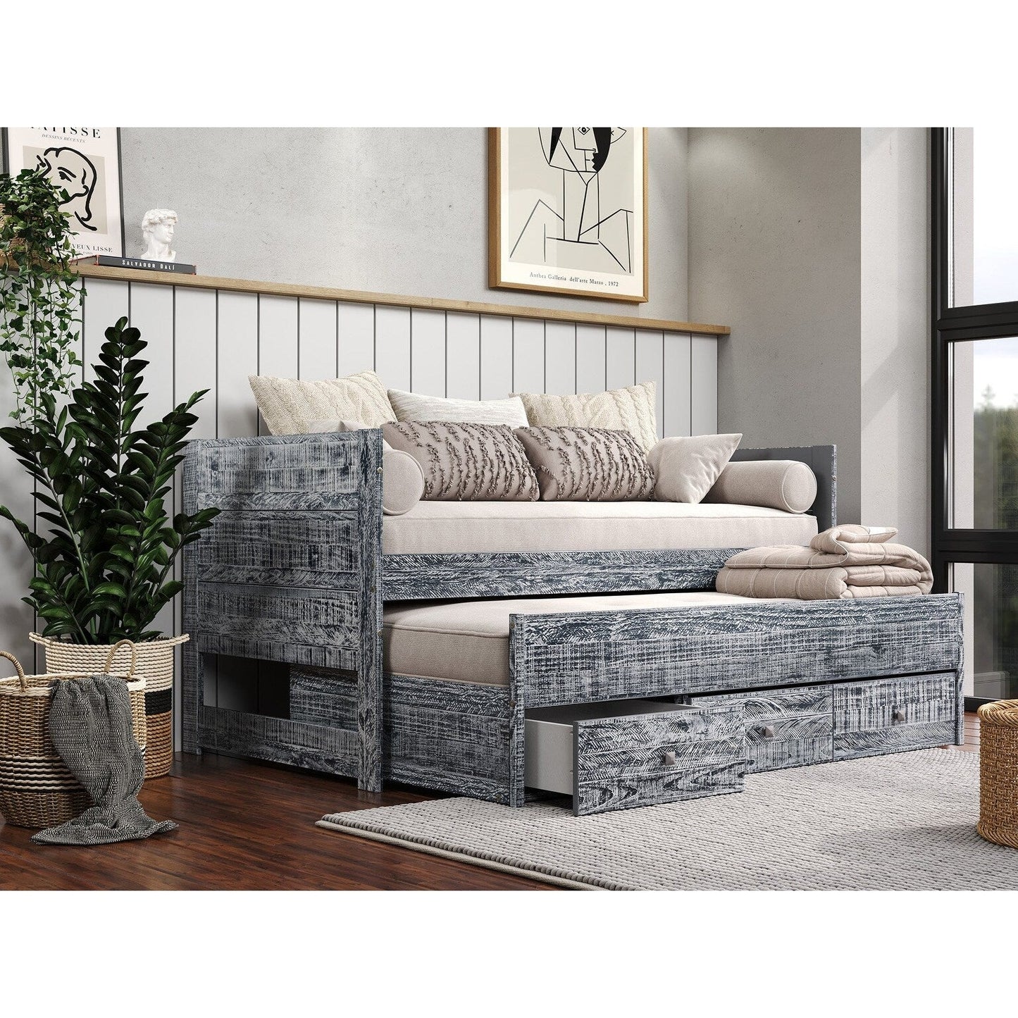 Taylor & Olive Begonia Einzelbett mit Ausziehbett und 3 eingebauten Schubladen