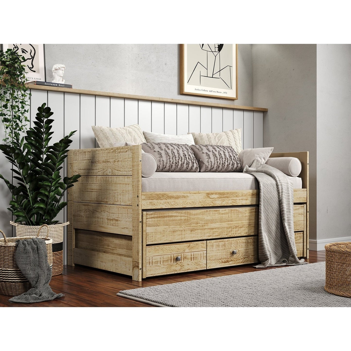 Taylor & Olive Begonia Einzelbett mit Ausziehbett und 3 eingebauten Schubladen