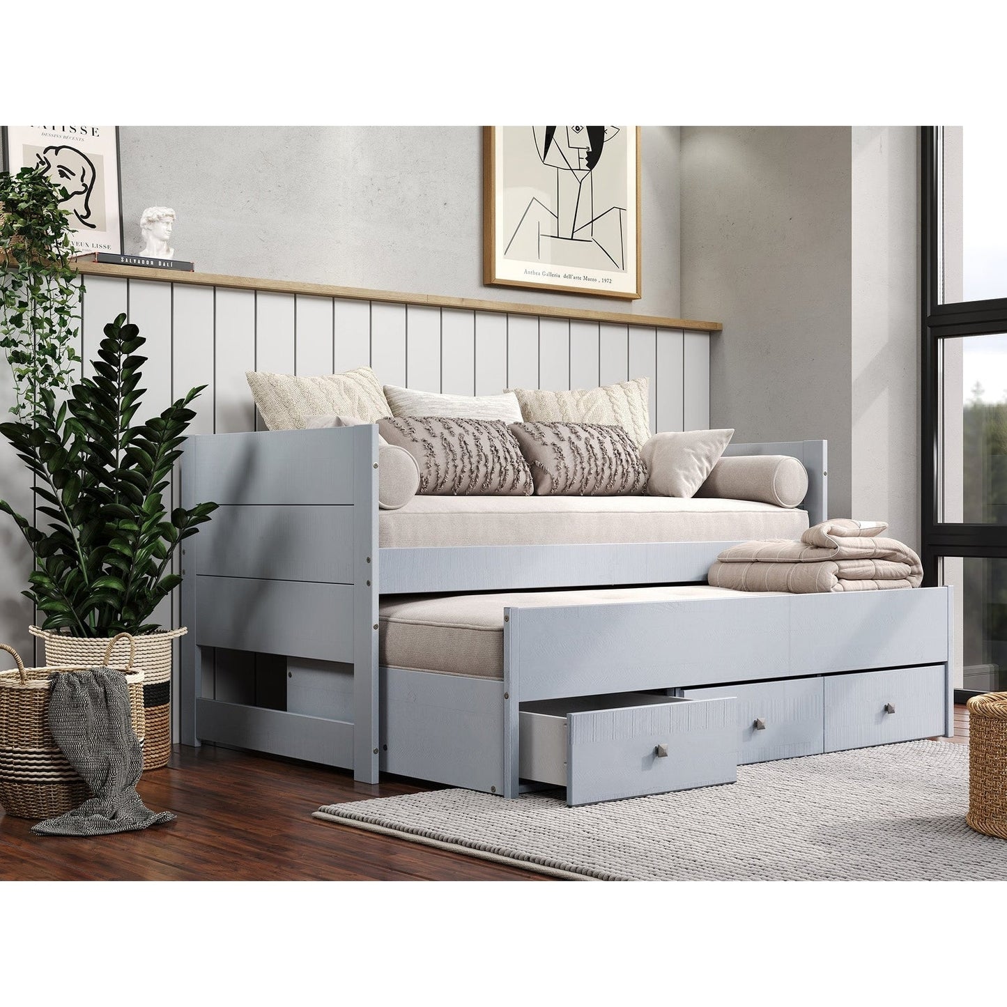 Taylor & Olive Begonia Einzelbett mit Ausziehbett und 3 eingebauten Schubladen